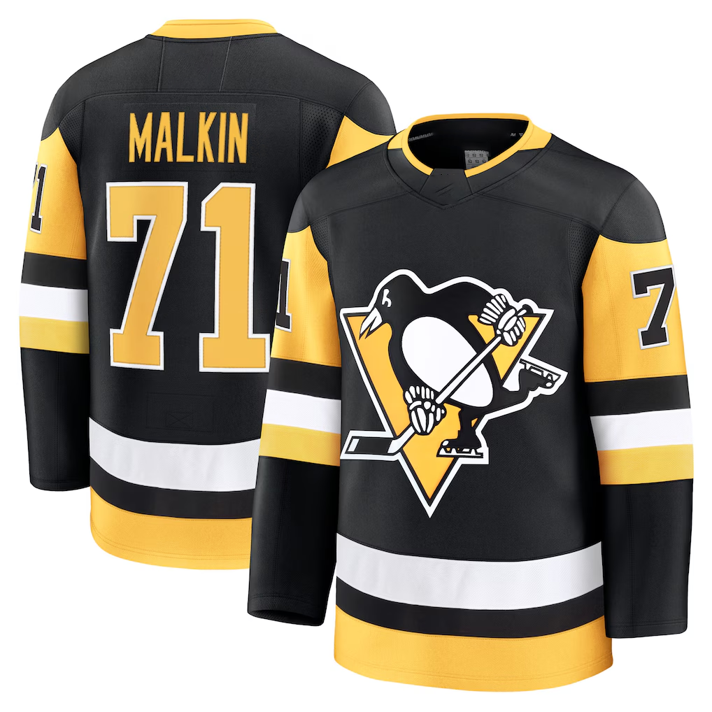 Johmsee P.Penguins #71 Evgeni Malkin Black Home Premium Jerseys