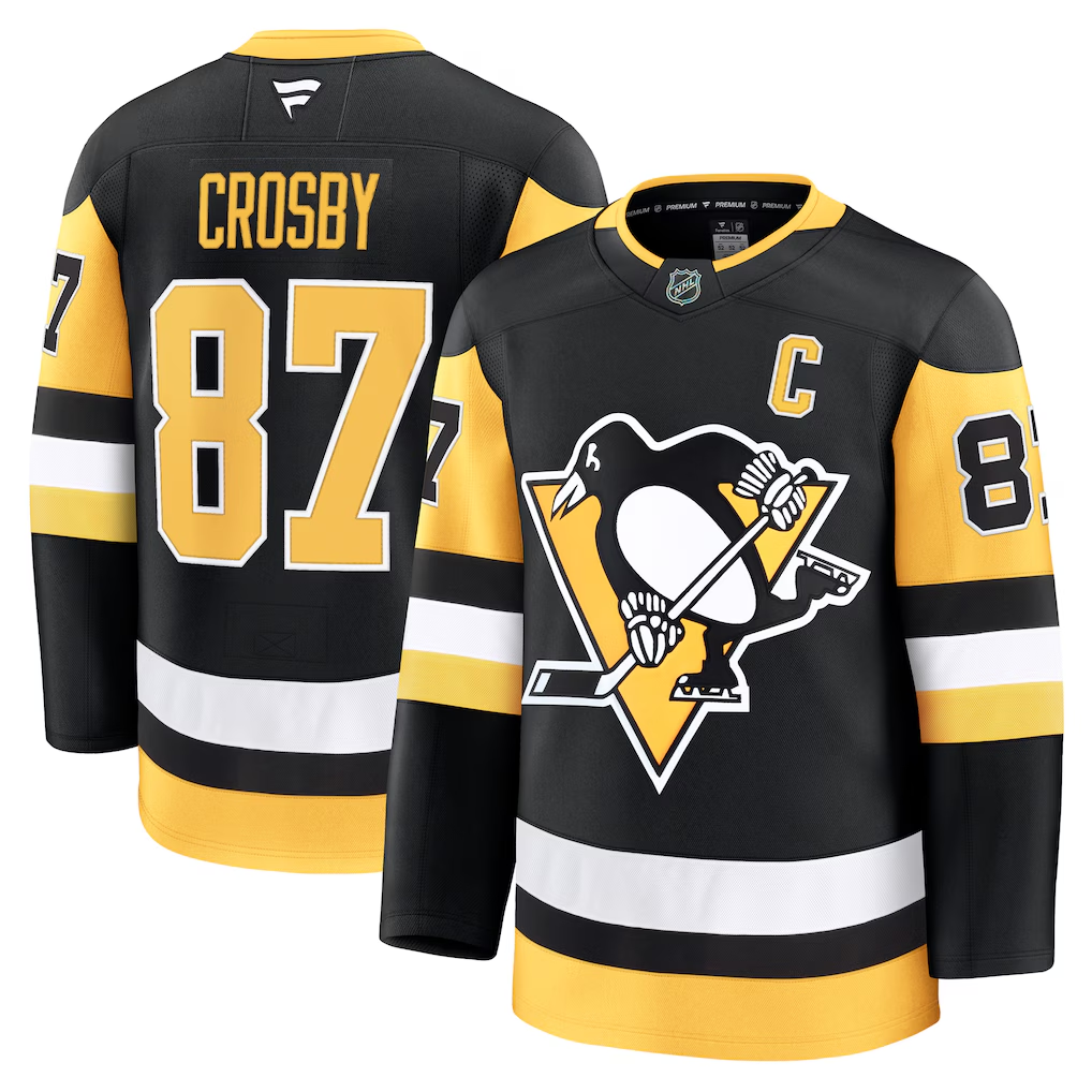Johmsee P.Penguins #87 Sidney Crosby Black Home Premium Jerseys