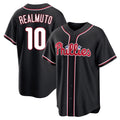 Johmsee P.Phillies #10 J.T. Realmuto Player Black Fashion Out Home Game Stitched Jerseys
