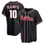 Johmsee P.Phillies #10 J.T. Realmuto Player Black Fashion Out Home Game Stitched Jerseys