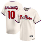 Johmsee P.Phillies #10 J.T. Realmuto Player Cream Home Limited Stitched Jerseys
