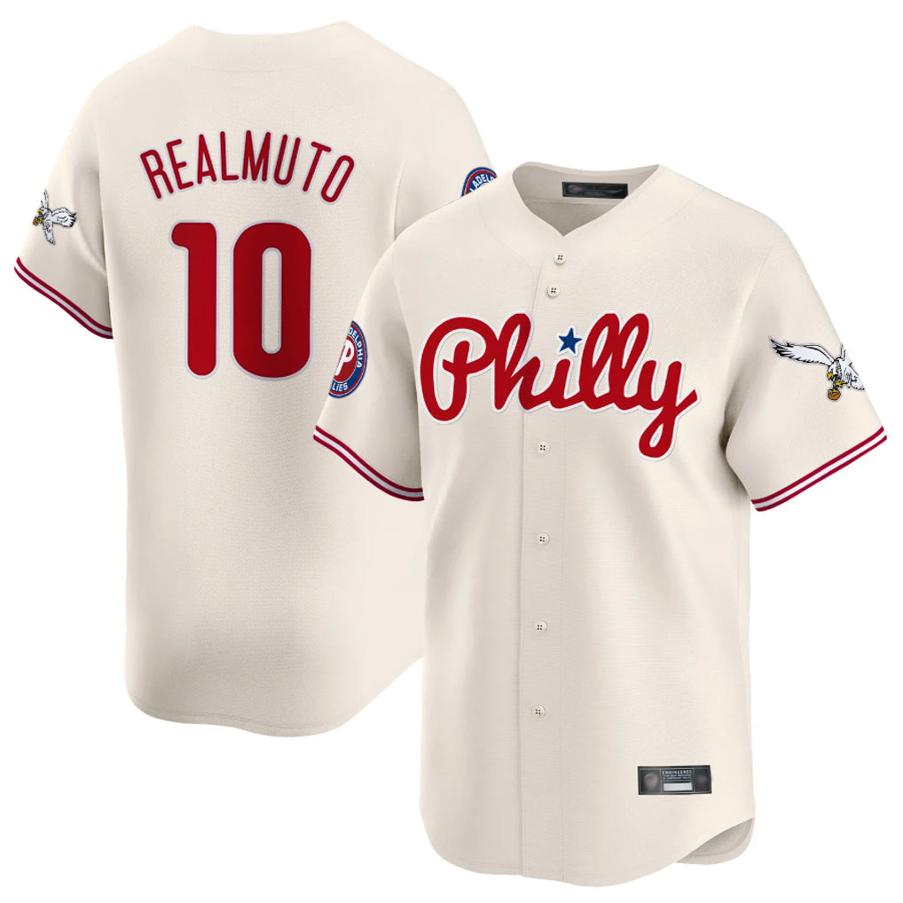 Johmsee P.Phillies #10 J.T. Realmuto Player Cream Phillies & Eagles Vapor Premier Limited Stitched Jerseys