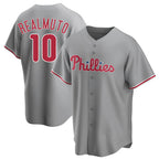 Johmsee P.Phillies #10 J.T. Realmuto Player Gray Game Stitched Jerseys