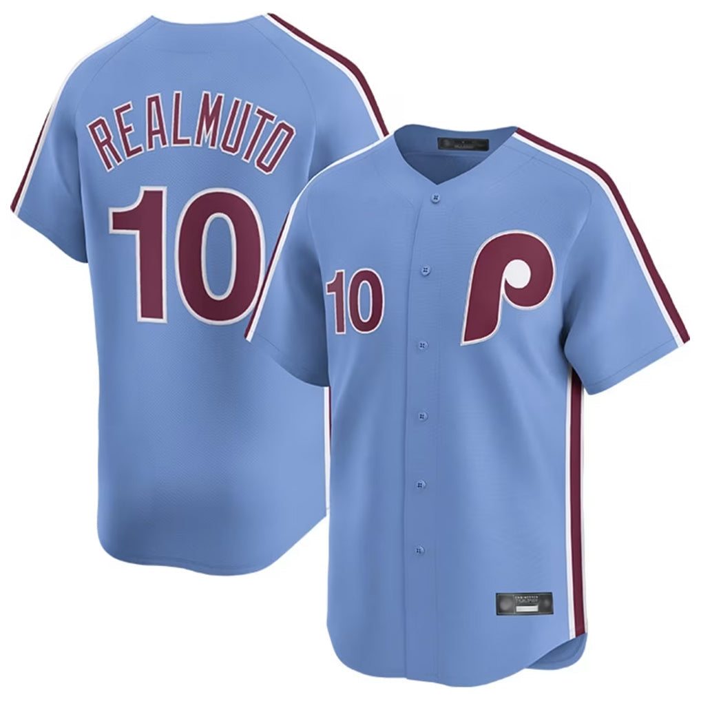 Johmsee P.Phillies #10 J.T. Realmuto Player Light Blue Home Limited Stitched Jerseys