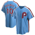 Johmsee P.Phillies #10 J.T. Realmuto Player Light Blue Replica Game Stitched Jerseys