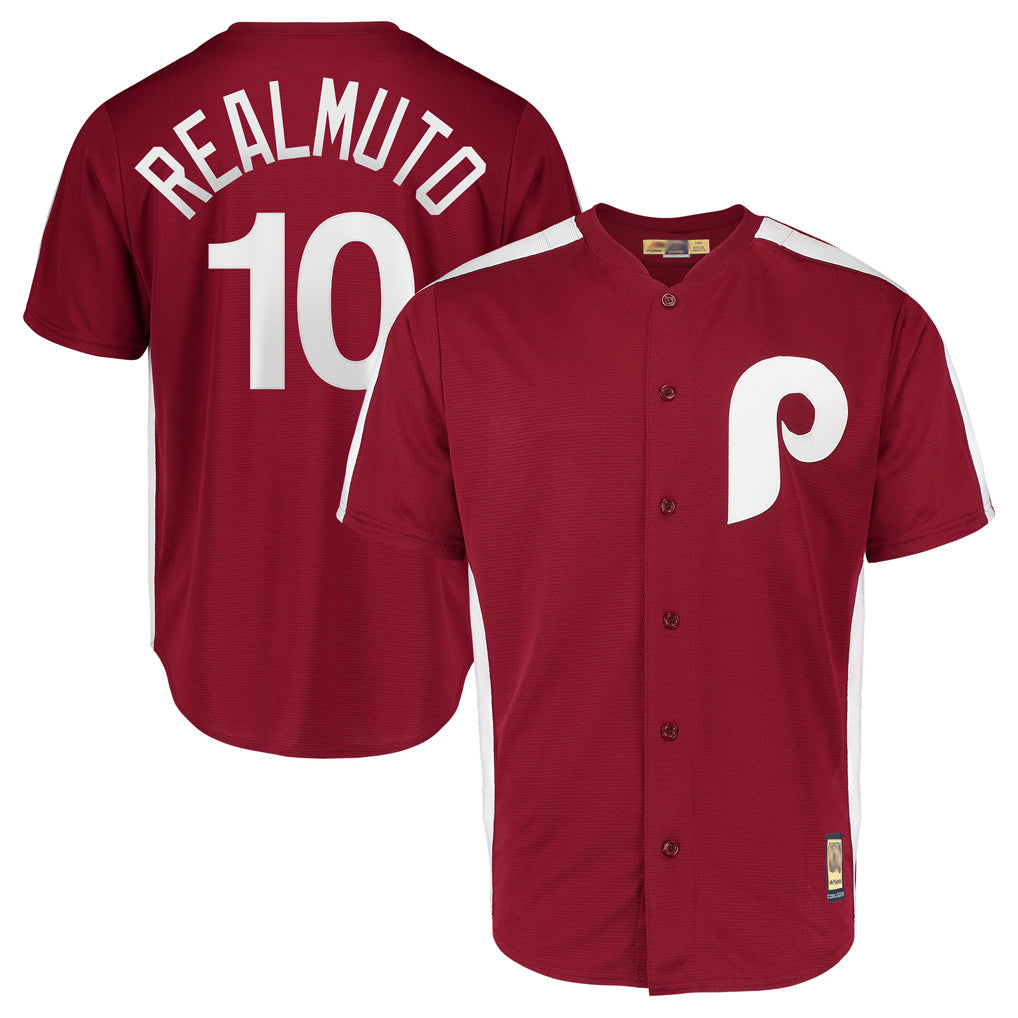 Johmsee P.Phillies #10 J.T. Realmuto Player Red Cooperstown Collection Limited Home Stitched Jerseys