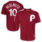 Johmsee P.Phillies #10 J.T. Realmuto Player Red Cooperstown Collection Limited Home Stitched Jerseys