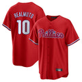 Johmsee P.Phillies #10 J.T. Realmuto Player Red Home Game Stitched Jerseys