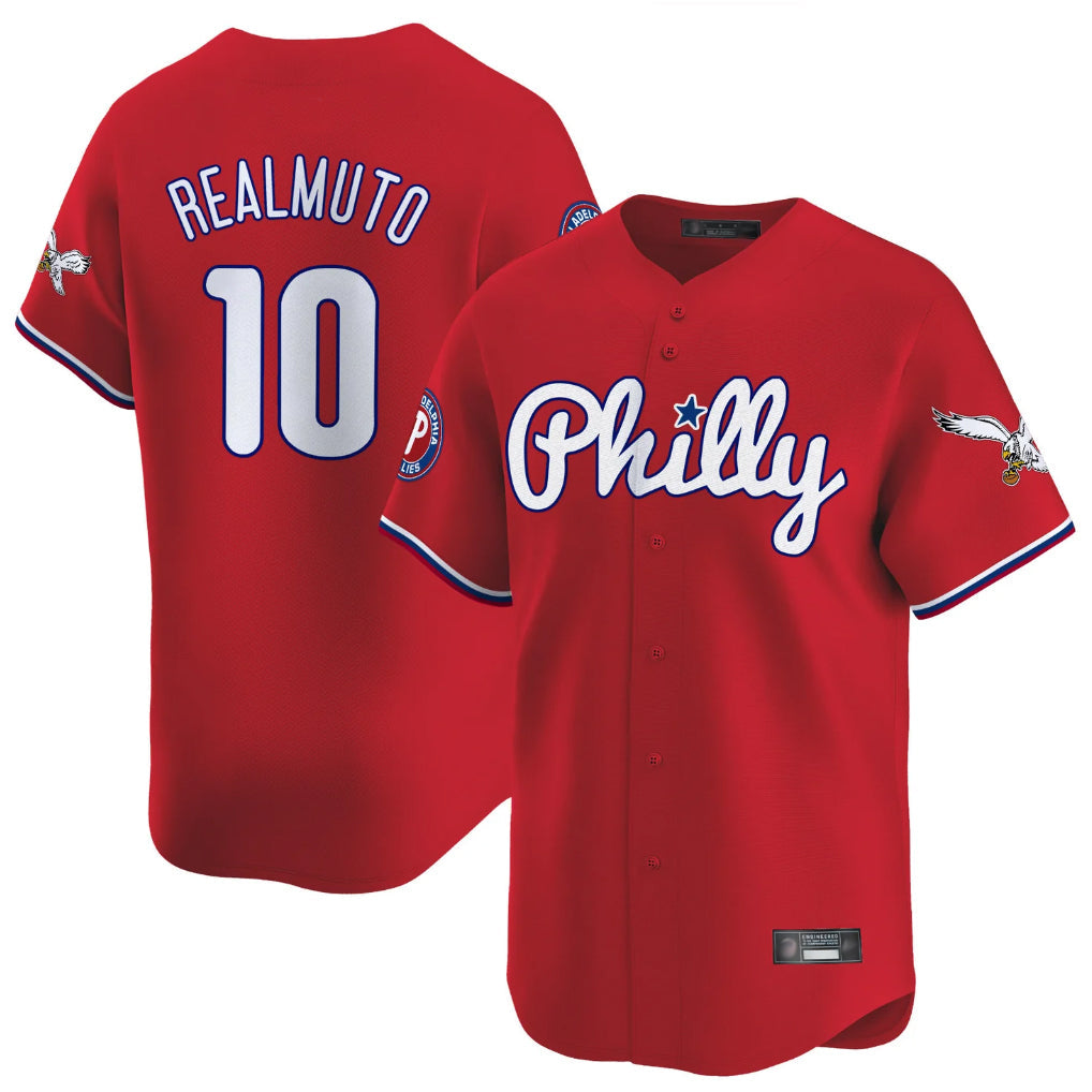 Johmsee P.Phillies #10 J.T. Realmuto Player Red Phillies & Eagles Vapor Premier Limited Stitched Jerseys