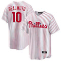 Johmsee P.Phillies #10 J.T. Realmuto Player White Home Game Stitched Jerseys