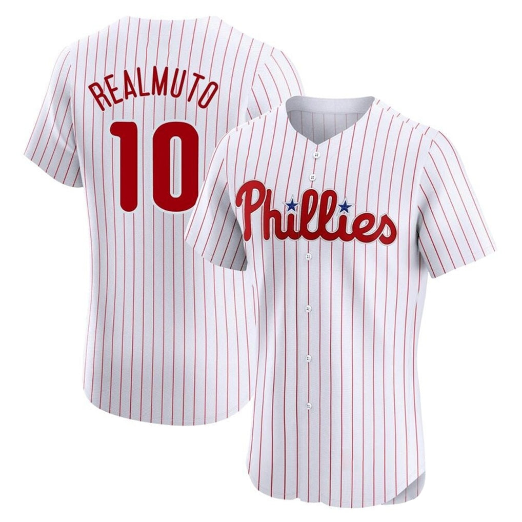 Johmsee P.Phillies #10 J.T. Realmuto Player White Home Limited Elite Stitched Jerseys