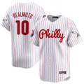 Johmsee P.Phillies #10 J.T. Realmuto Player White Pinstripe Phillies & Eagles Vapor Premier Limited Stitched Jerseys