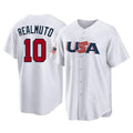 Johmsee P.Phillies #10 J.T. Realmuto Player White USA World Classic Home Game Stitched Jerseys