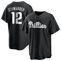 Johmsee P.Phillies #12 Kyle Schwarber Player Black Alt Fashion Home Game Stitched Jerseys