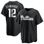 Johmsee P.Phillies #12 Kyle Schwarber Player Black Alt Fashion Home Game Stitched Jerseys