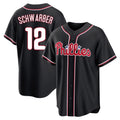 Johmsee P.Phillies #12 Kyle Schwarber Player Black Fashion Out Home Game Stitched Jerseys