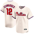 Johmsee P.Phillies #12 Kyle Schwarber Player Cream Home Limited Stitched Jerseys