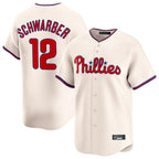 Johmsee P.Phillies #12 Kyle Schwarber Player Cream Home Limited Stitched Jerseys
