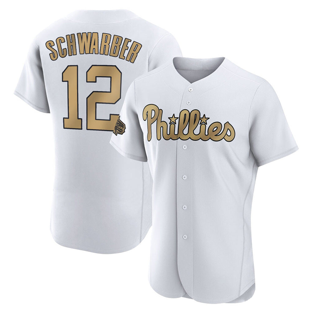 Johmsee P.Phillies #12 Kyle Schwarber Player Gold All-Star Home Limited Elite Stitched Jerseys
