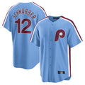 Johmsee P.Phillies #12 Kyle Schwarber Player Light Blue Home Game Stitched Jerseys