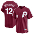 Johmsee P.Phillies #12 Kyle Schwarber Player Red Cooperstown Collection Limited Home Stitched Jerseys