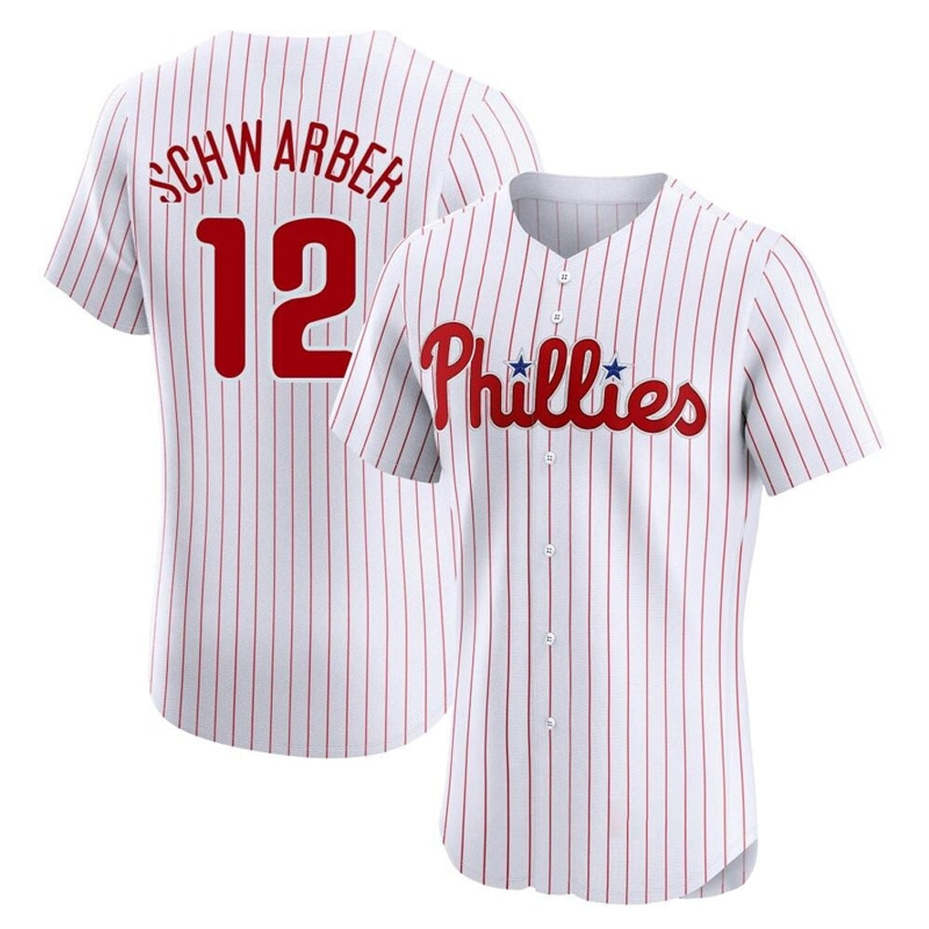 Johmsee P.Phillies #12 Kyle Schwarber Player White Home Limited Elite Stitched Jerseys