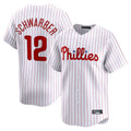 Johmsee P.Phillies #12 Kyle Schwarber Player White Home Limited Stitched Jerseys