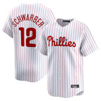 Johmsee P.Phillies #12 Kyle Schwarber Player White Home Limited Stitched Jerseys