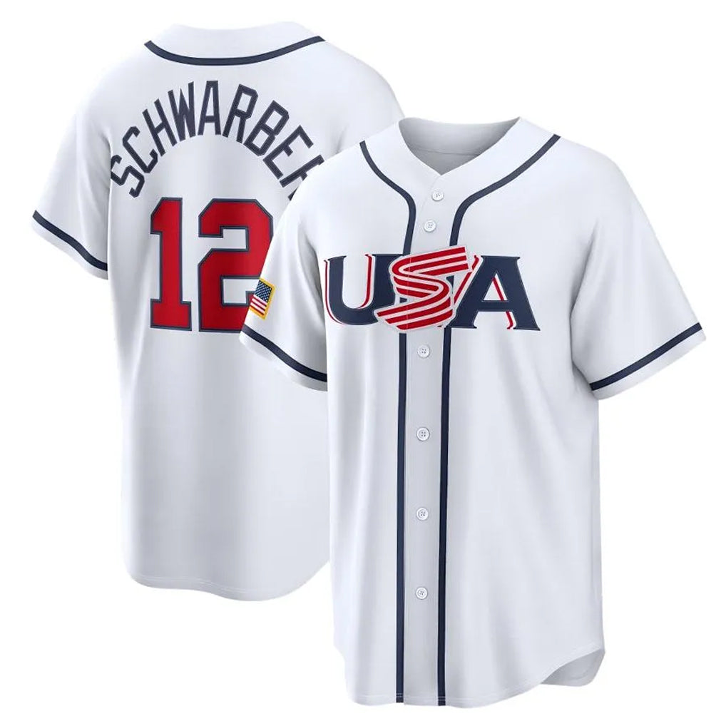 Johmsee P.Phillies #12 Kyle Schwarber Player White USA World Classic Game Limited Stitched Jerseys