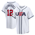 Johmsee P.Phillies #12 Kyle Schwarber Player White USA World Classic Game Limited Stitched Jerseys