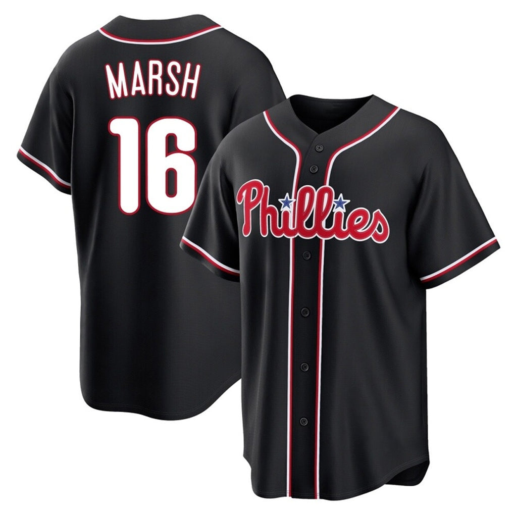 Johmsee P.Phillies #16 Brandon Marsh Player Black Fashion Out Home Game Stitched Jerseys