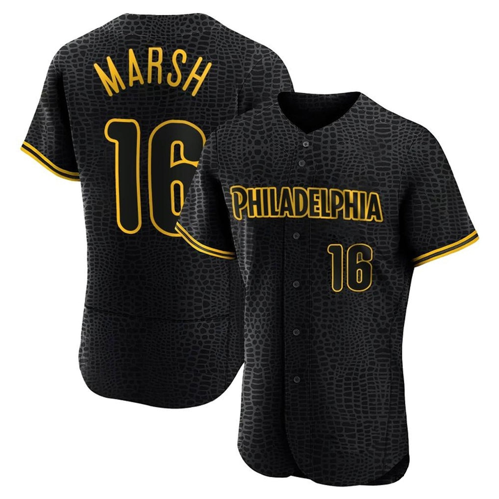 Johmsee P.Phillies #16 Brandon Marsh Player Black Snake Skin City Home Limited Elite Stitched Jerseys
