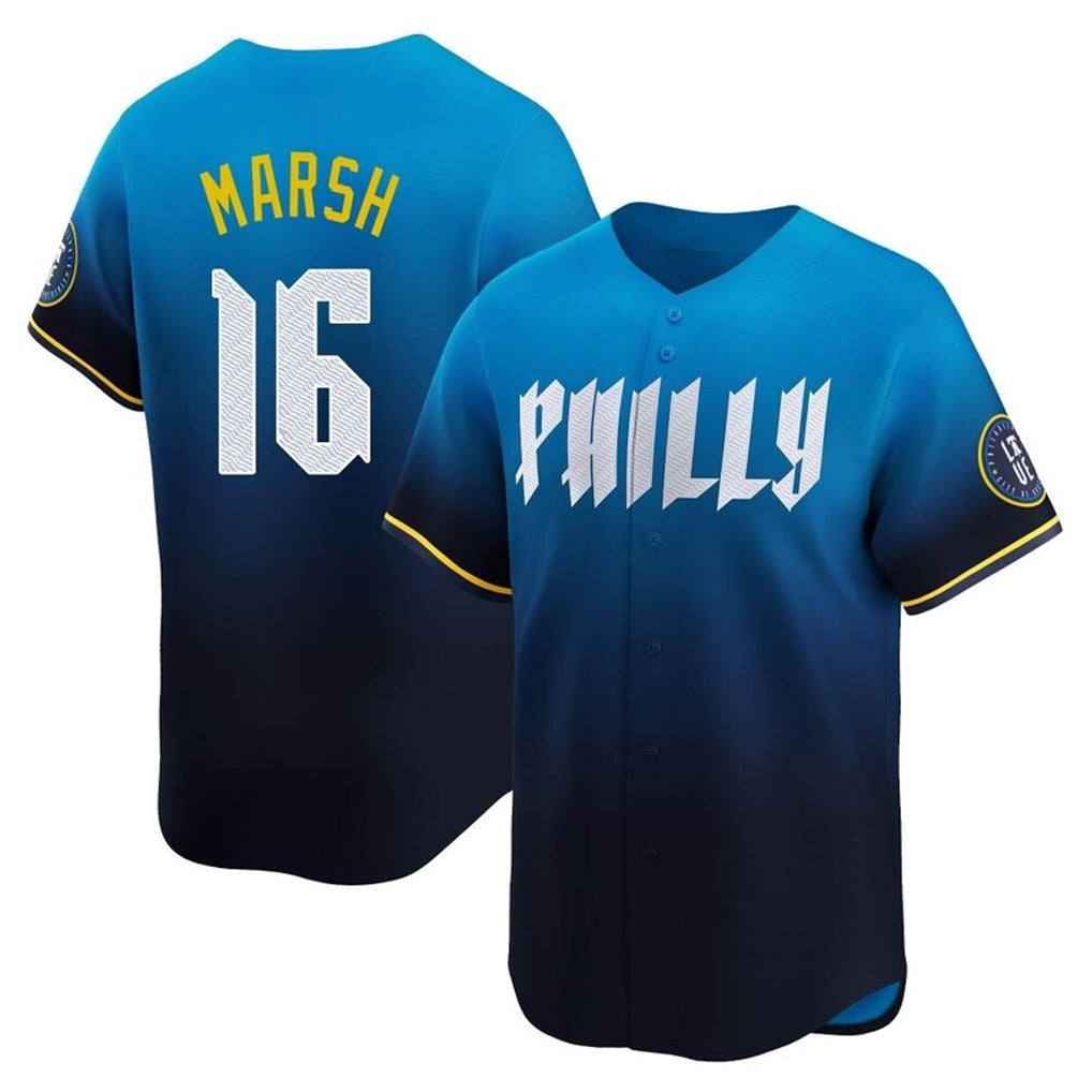 Johmsee P.Phillies #16 Brandon Marsh Player Blue City Connect Home Limited Stitched Jerseys