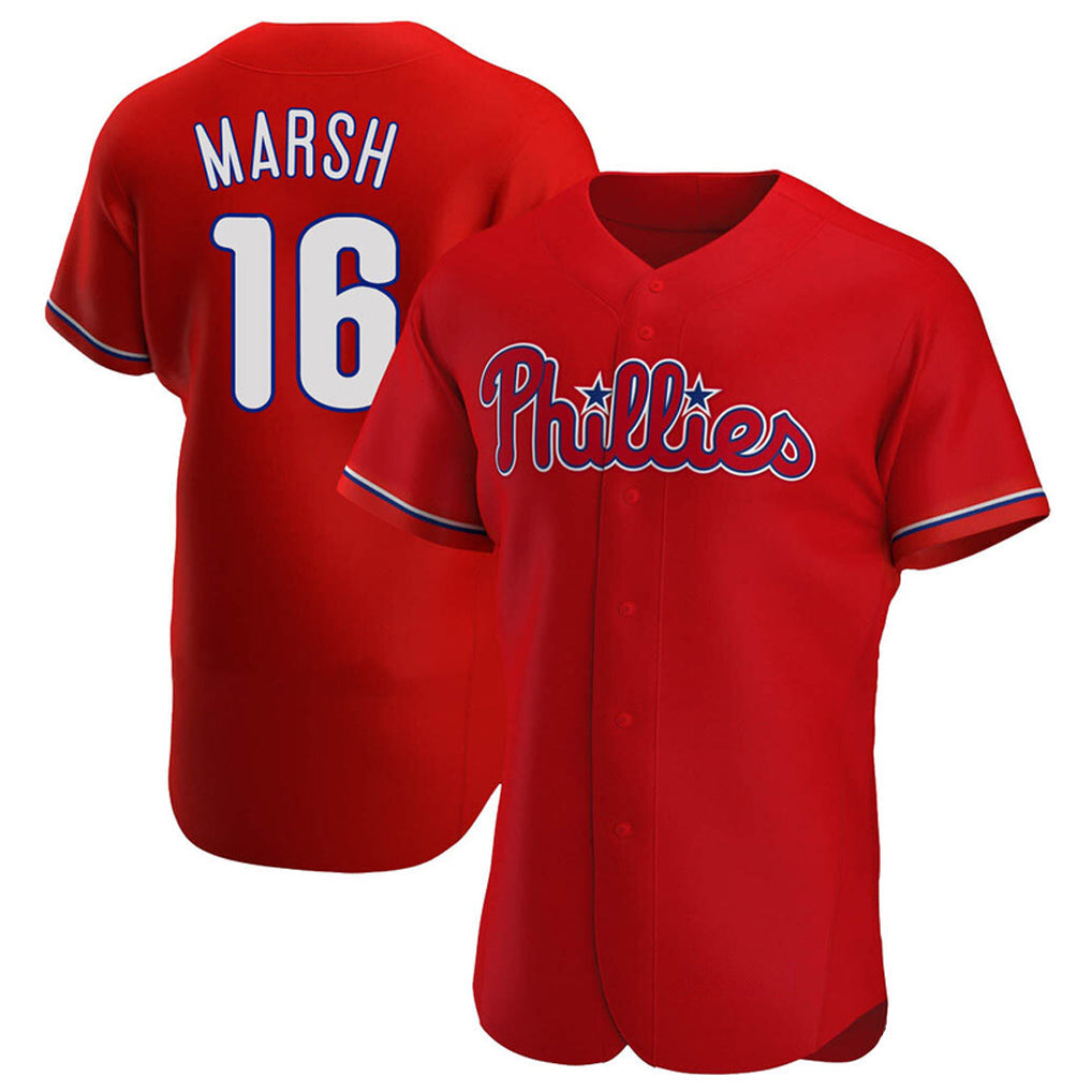 Johmsee P.Phillies #16 Brandon Marsh Player Red Home Limited Elite Stitched Jerseys