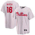 Johmsee P.Phillies #16 Brandon Marsh Player White Home Game Stitched Jerseys