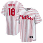 Johmsee P.Phillies #16 Brandon Marsh Player White Home Game Stitched Jerseys