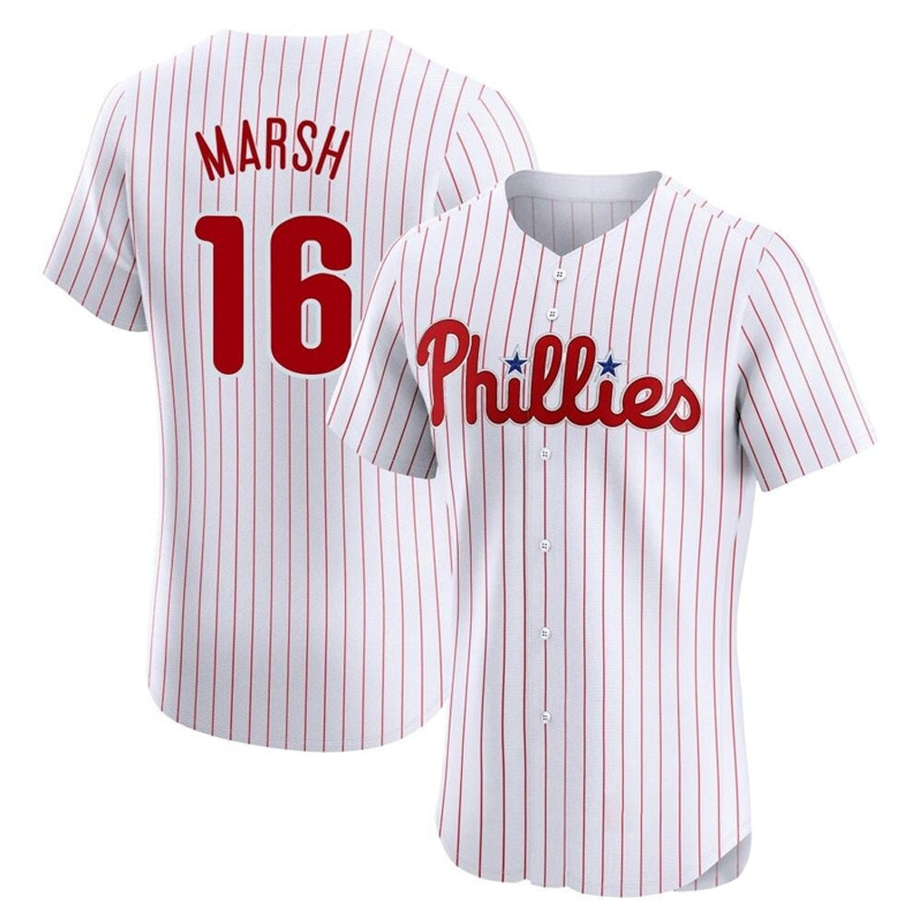 Johmsee P.Phillies #16 Brandon Marsh Player White Home Limited Elite Stitched Jerseys