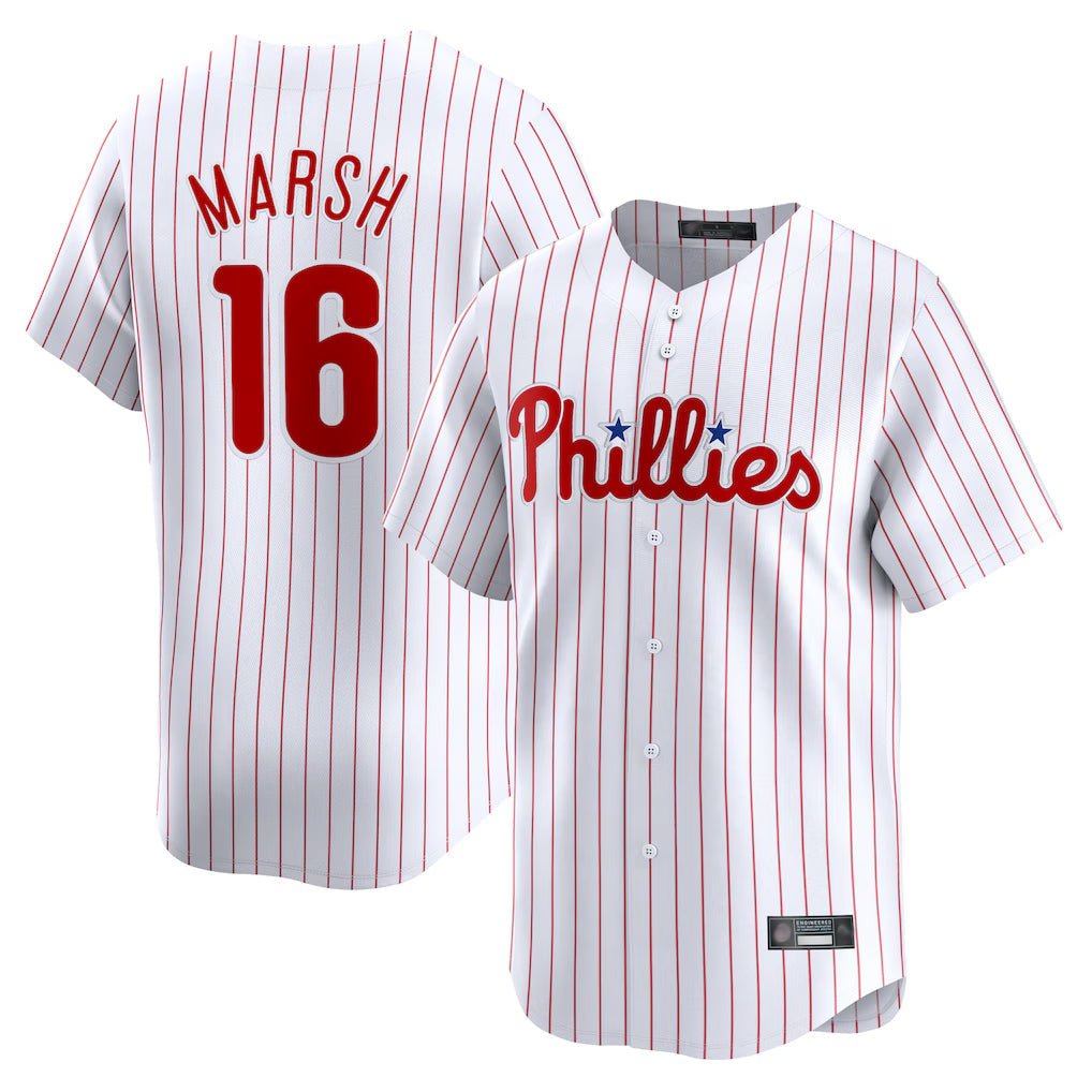 Johmsee P.Phillies #16 Brandon Marsh Player White Home Limited Stitched Jerseys