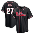 Johmsee P.Phillies #27 Aaron Nola Player Black Fashion Out Home Game Stitched Jerseys
