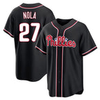 Johmsee P.Phillies #27 Aaron Nola Player Black Fashion Out Home Game Stitched Jerseys