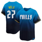 Johmsee P.Phillies #27 Aaron Nola Player Blue City Connect Home Limited Stitched Jerseys