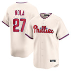 Johmsee P.Phillies #27 Aaron Nola Player Cream Home Limited Stitched Jerseys