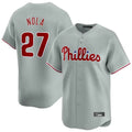 Johmsee P.Phillies #27 Aaron Nola Player Gray Home Limited Stitched Jerseys
