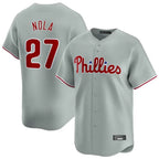 Johmsee P.Phillies #27 Aaron Nola Player Gray Home Limited Stitched Jerseys