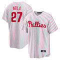 Johmsee P.Phillies #27 Aaron Nola Player White Home Game Stitched Jerseys