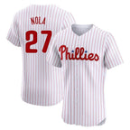 Johmsee P.Phillies #27 Aaron Nola Player White Home Limited Elite Stitched Jerseys