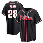 Johmsee P.Phillies #28 Alec Bohm Player Black Fashion Out Home Game Stitched Jerseys