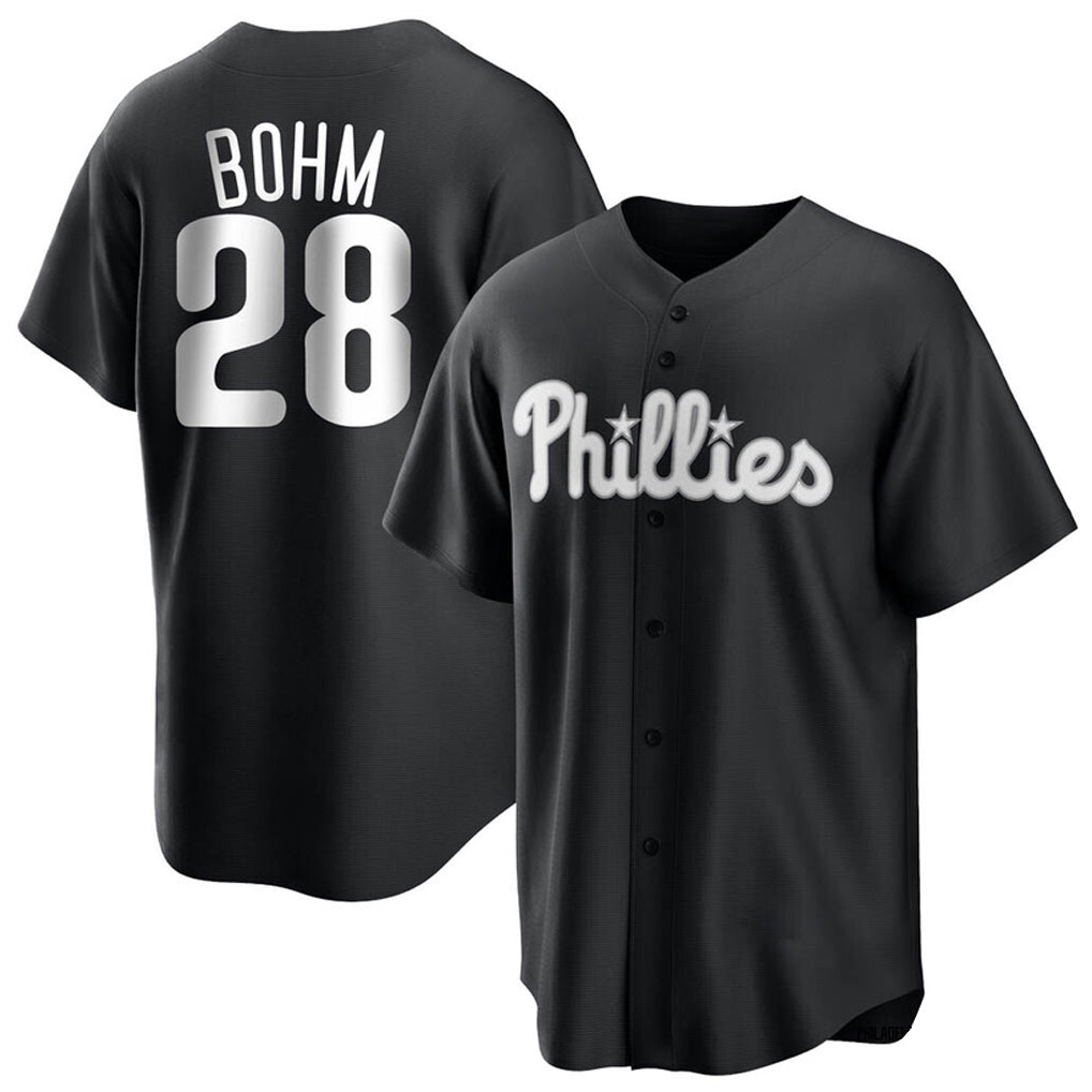 Johmsee P.Phillies #28 Alec Bohm Player Black Home Game Stitched Jerseys