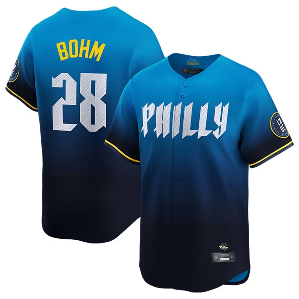 Johmsee P.Phillies #28 Alec Bohm Player Blue City Connect Home Limited Stitched Jerseys
