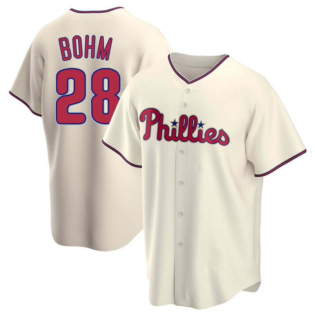 Johmsee P.Phillies #28 Alec Bohm Player Cream Home Game Stitched Jerseys